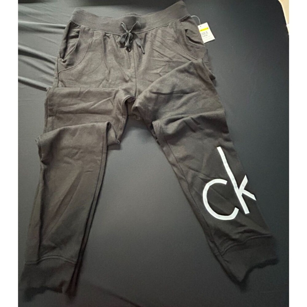 NWT Calvin Klein CK One Lounge Pants Black French Terry Sweatpants Large Logo M